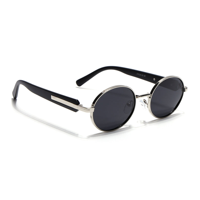 Eyejack Silver Oval Polarized Sunglasses for Men & Women (WU14110PCL2199)