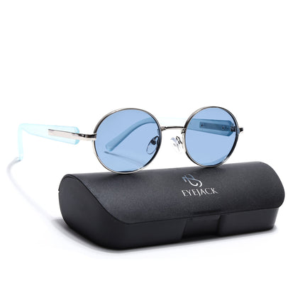 Eyejack Silver Oval Polarized Sunglasses for Men & Women (WU14110PCL2200)
