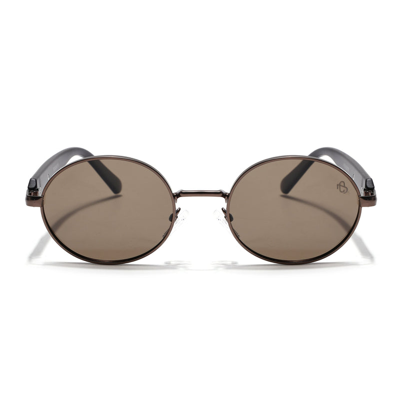 Eyejack Brown Oval Polarized Sunglasses for Men & Women (WU14110PCL2203)