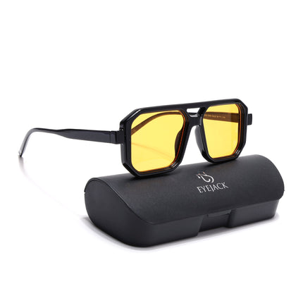 Eyejack Black Hexagonal Sunglasses for Men & Women (ZN3903CL2164)