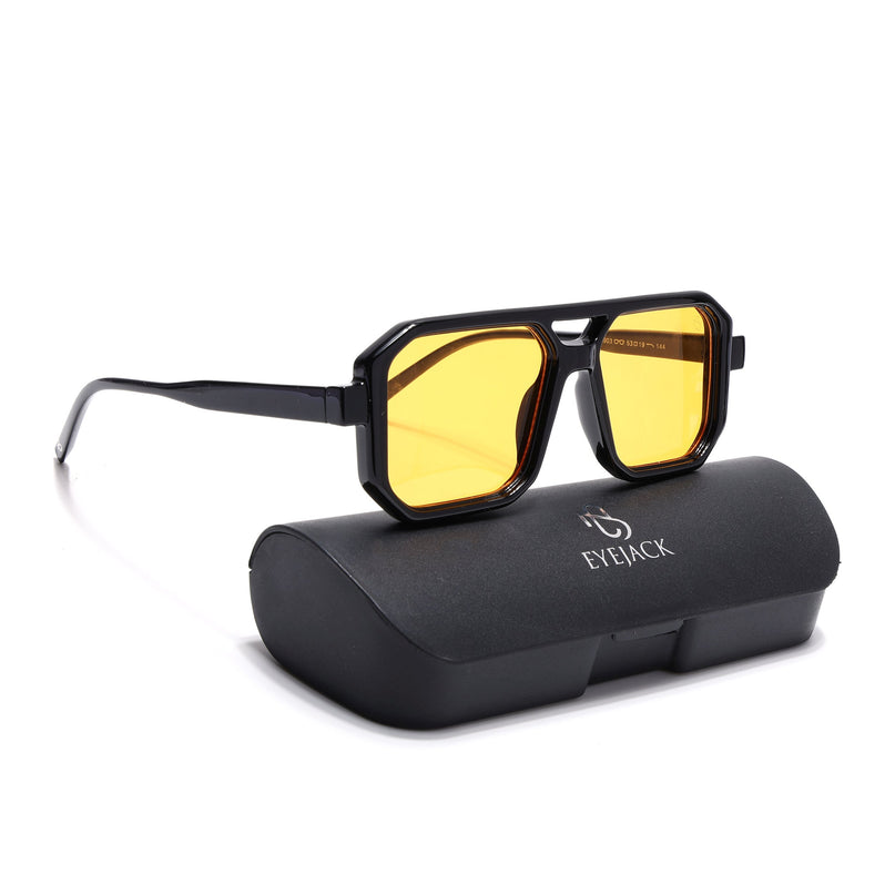Eyejack Black Hexagonal Sunglasses for Men & Women (ZN3903CL2164)