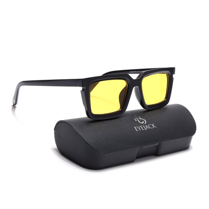 Eyejack Matt Black Rectangle Sunglasses for Men & Women (ZN3908CL2167)
