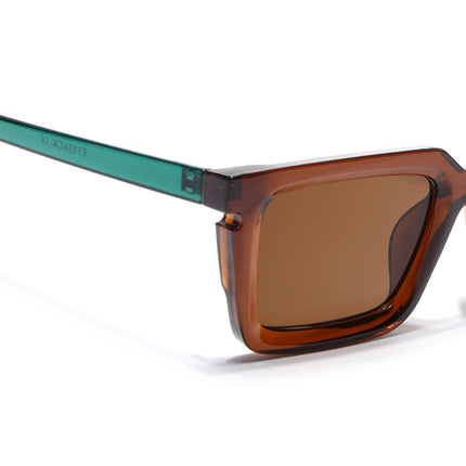 Eyejack Brown Rectangle Sunglasses for Men & Women (ZN3908CL2168)