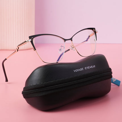 Voyage Glam Black & Golden Cateye Eyeglasses for Women - MG4400-C1