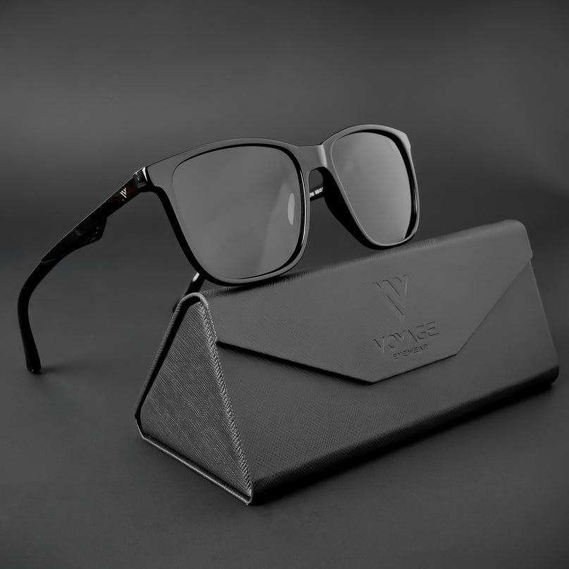 Wayfarer Polarized Sunglasses (Black Lens | Shine Black Frame - PMG5056)