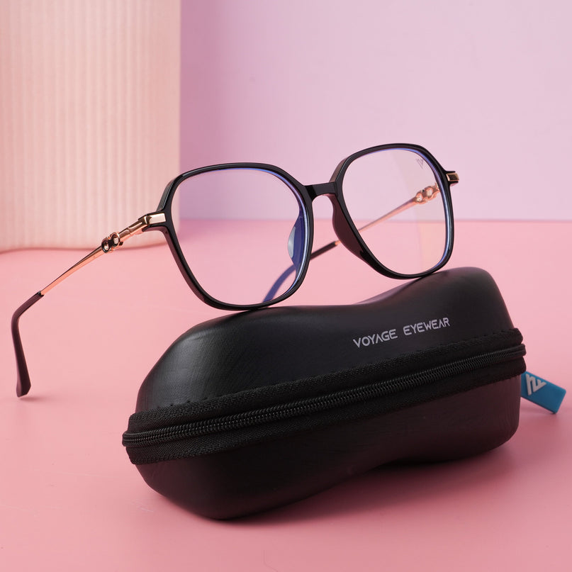 Voyage Glam Shine Black Square Eyeglasses for Men & Women - MG4834-C1