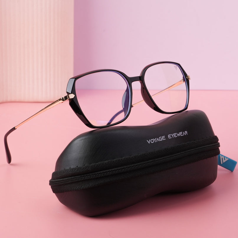 Voyage Glam Shine Black Square Eyeglasses for Men & Women - MG4861-C1