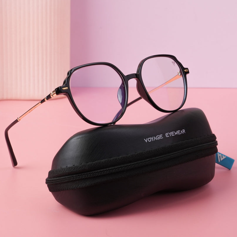 Voyage Glam Shine Black Square Eyeglasses for Men & Women - MG4678-C5