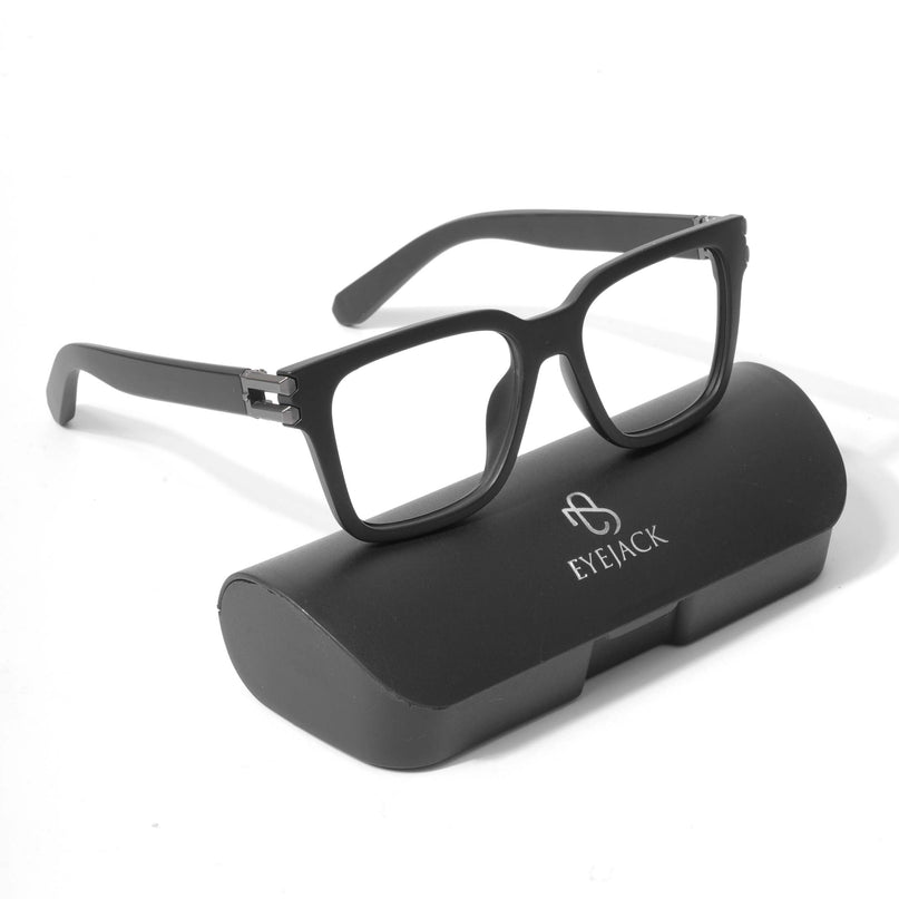 Eyejack Sonic Matt Black Square Eyeglasses for Men & Women (82102CL584-C2)