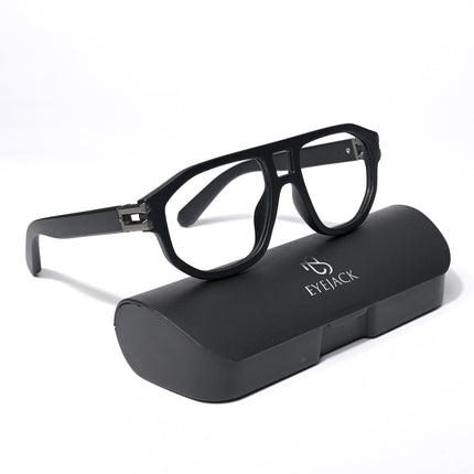 Eyejack Shadow Matt Black Wayfarer Eyeglasses for Men & Women (82104CL585-C1)