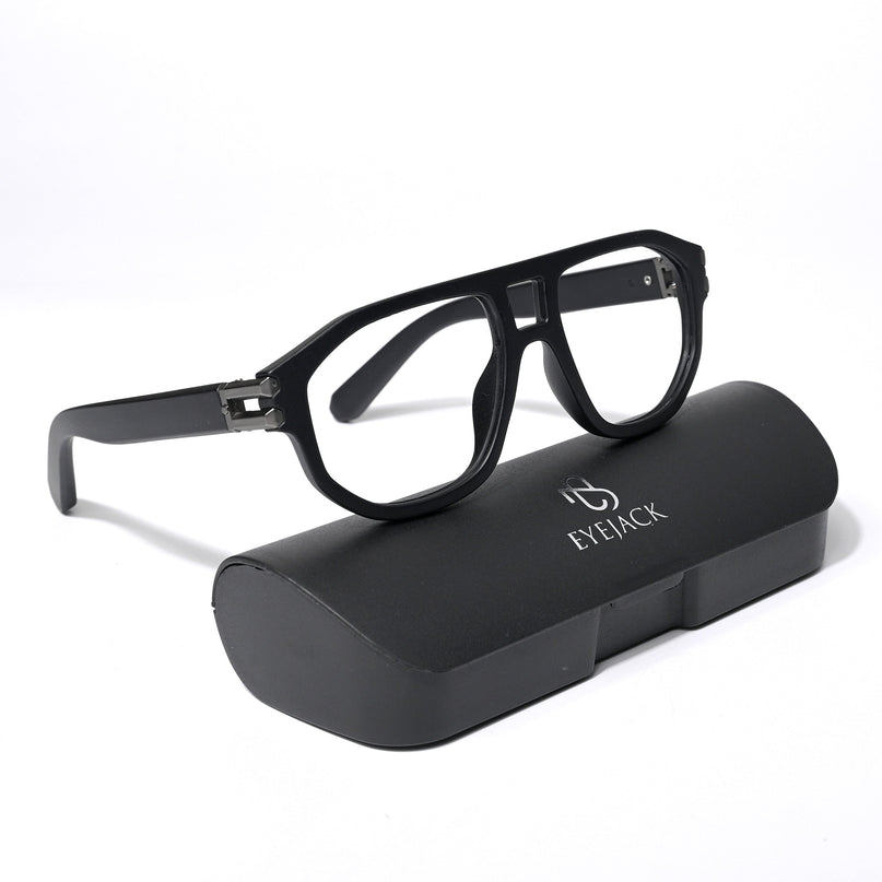 Eyejack Shadow Matt Black Wayfarer Eyeglasses for Men & Women (82104CL585-C1)