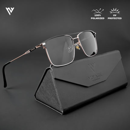 Wayfarer Polarized Sunglasses (Black Lens | Rose Gold & Black Frame - PMG4986)