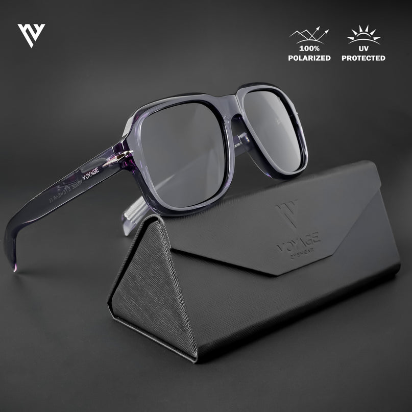 Wayfarer Polarized Sunglasses (Black Lens | Purple Frame - PMG4990)