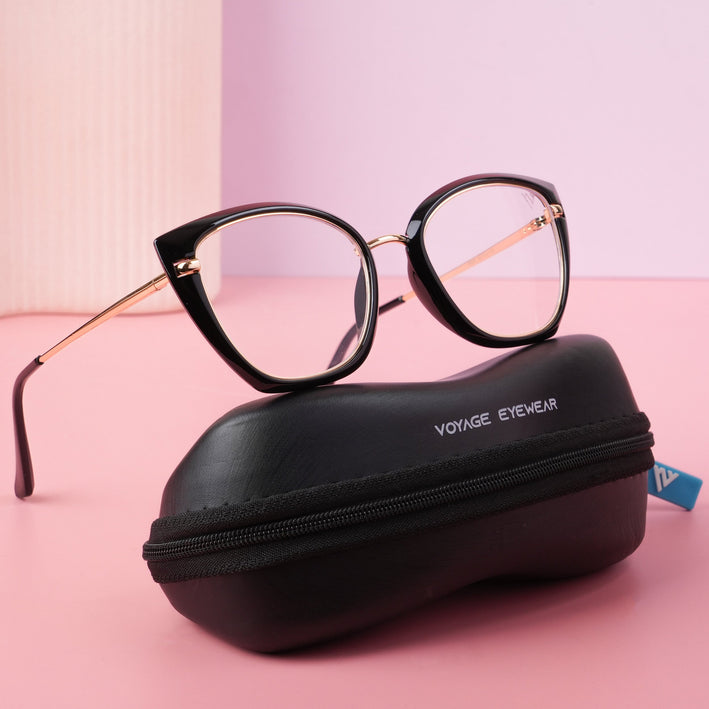 Voyage Glam Black & Golden Cateye Eyeglasses for Women - MG5223-C1