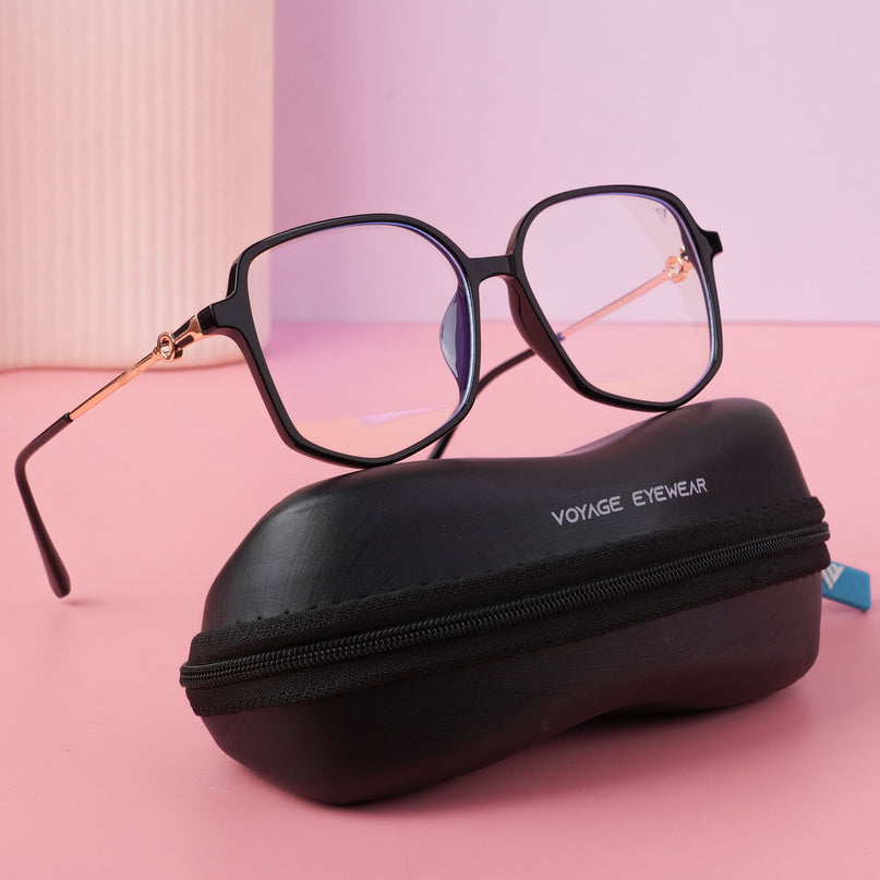 Voyage Glam Shine Black Square Eyeglasses for Men & Women - MG4828-C1