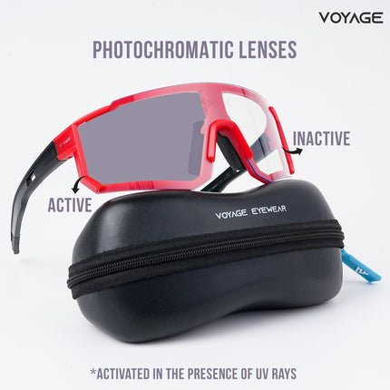 Voayge Drift Photochromic Red Eyeglasses for Men & Women - MG5603-C3