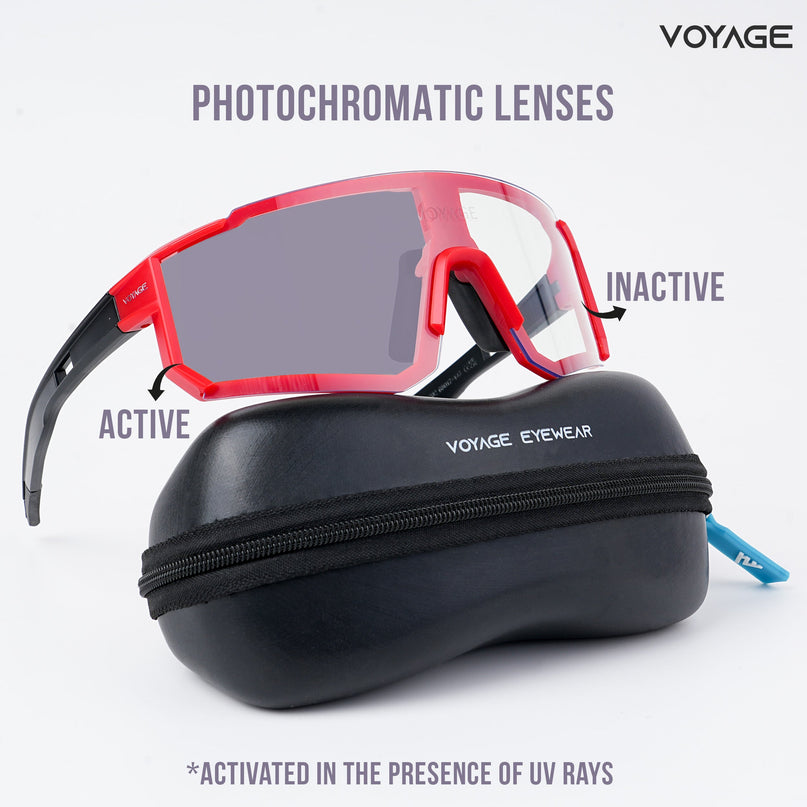 Voayge Drift Photochromic Red Eyeglasses for Men & Women - MG5603-C3