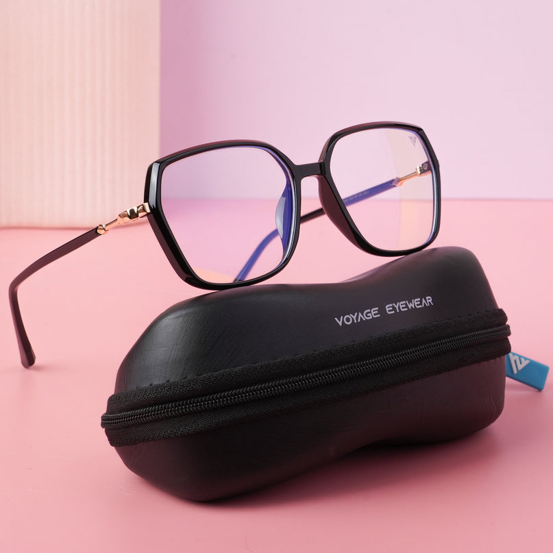 Voyage Glam Shine Black Square Eyeglasses for Men & Women - MG4683-C1
