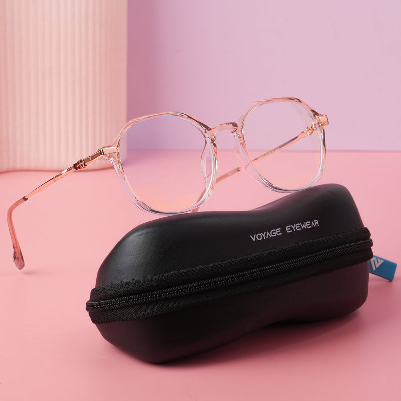 Voyage Glam Transparent Golden Square Eyeglasses for Men & Women - MG4675-C8