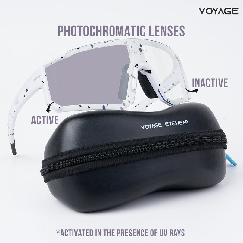 Voayge Drift Photochromic White Eyeglasses for Men & Women - MG5602-C2