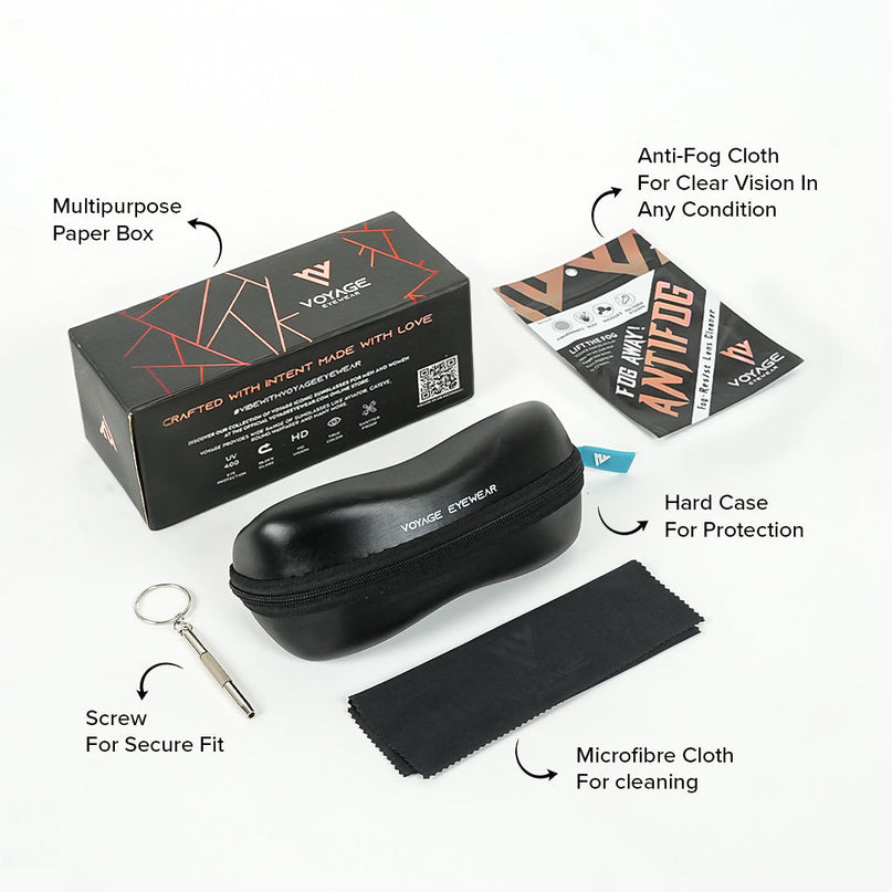 Voyage Apex Matt Black Square Eyeglasses for Men & Women - MG5360-C1