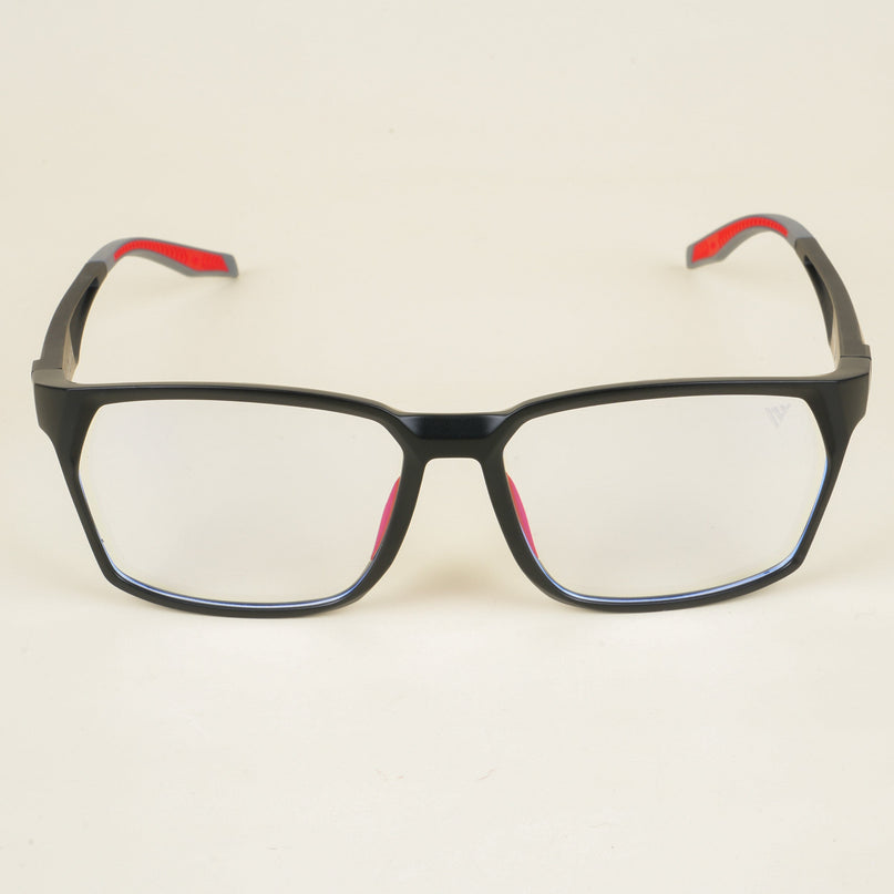 Voyage Techtonic Matt Black & Red Wayfarer Eyeglasses for Men & Women - MG5293-C4