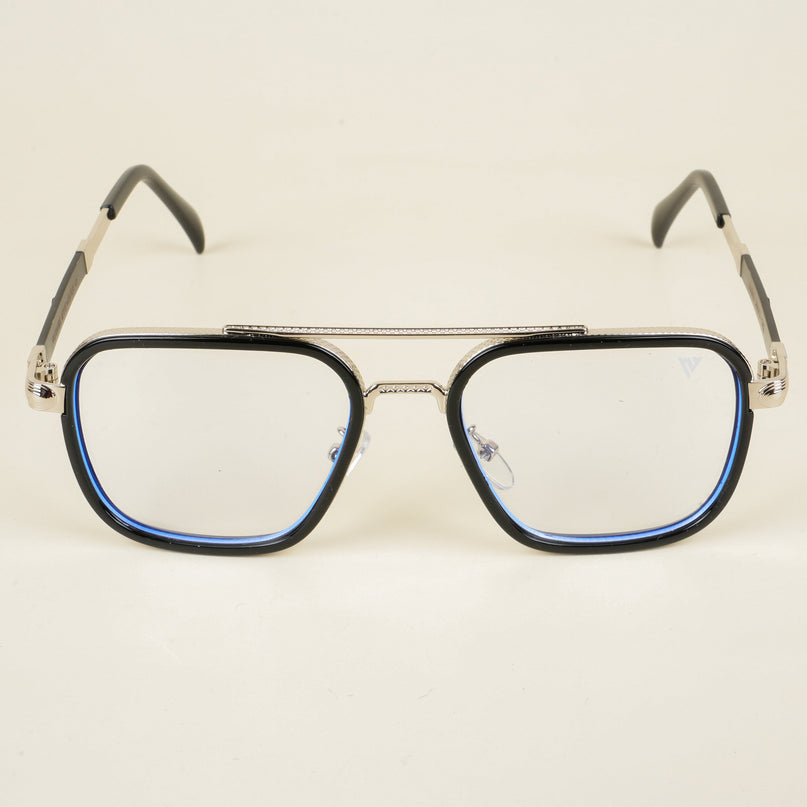 Voyage Black & Silver Wayfarer Eyeglasses for Men & Women - MG5273-C3