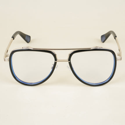 Voyage Black & Silver Wayfarer Eyeglasses for Men & Women - MG5276-C3