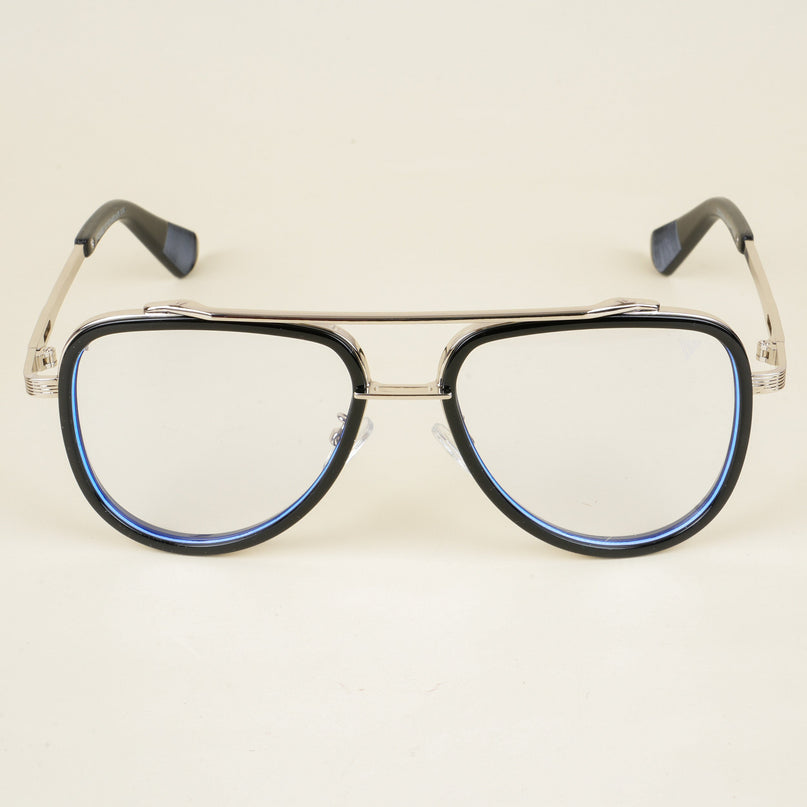 Voyage Black & Silver Wayfarer Eyeglasses for Men & Women - MG5276-C3