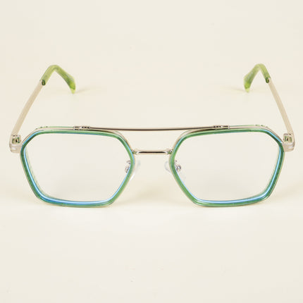 Voyage Green & Silver Wayfarer Eyeglasses for Men & Women - MG5270-C4
