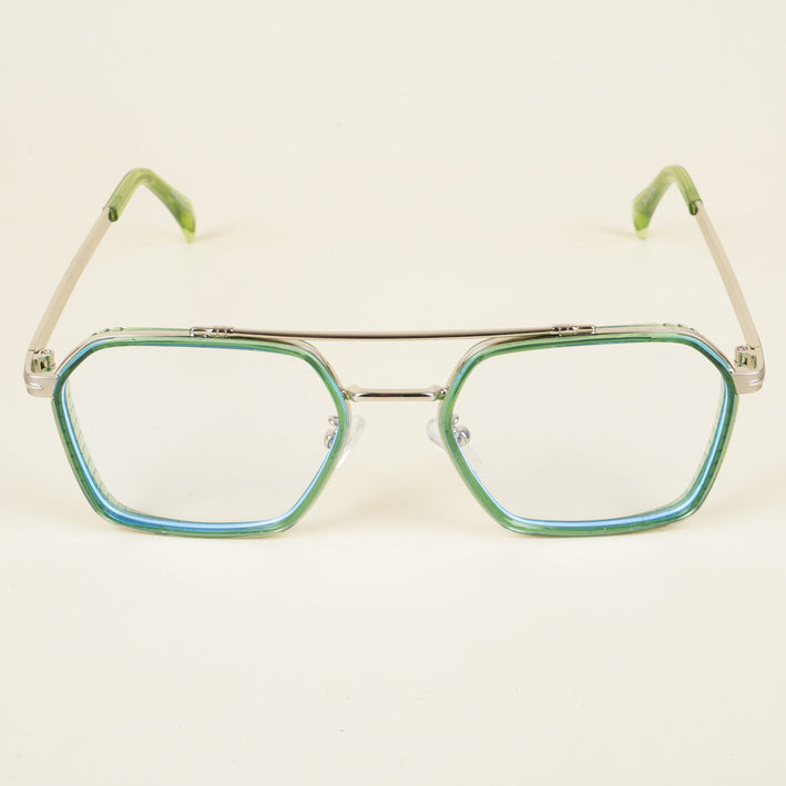 Voyage Green & Silver Wayfarer Eyeglasses for Men & Women - MG5270-C4