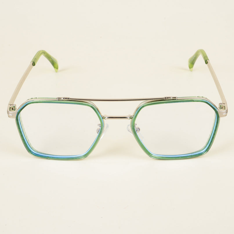 Voyage Green & Silver Wayfarer Eyeglasses for Men & Women - MG5270-C4