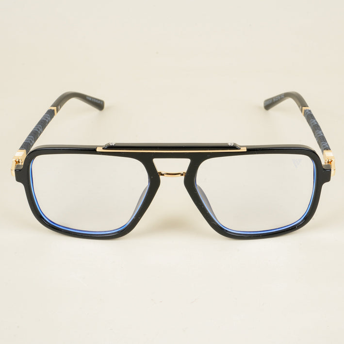 Voyage Shine Black & Golden Wayfarer Eyeglasses for Men & Women - MG5278-C2