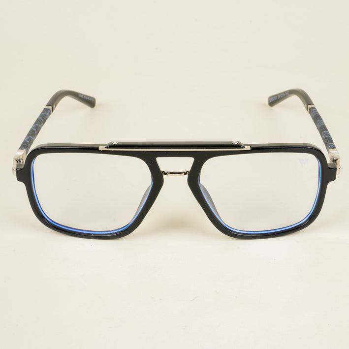 Voyage Shine Black & Silver Wayfarer Eyeglasses for Men & Women - MG5279-C3