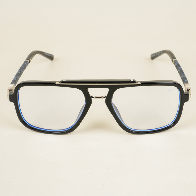 Voyage Shine Black & Silver Wayfarer Eyeglasses for Men & Women - MG5279-C3