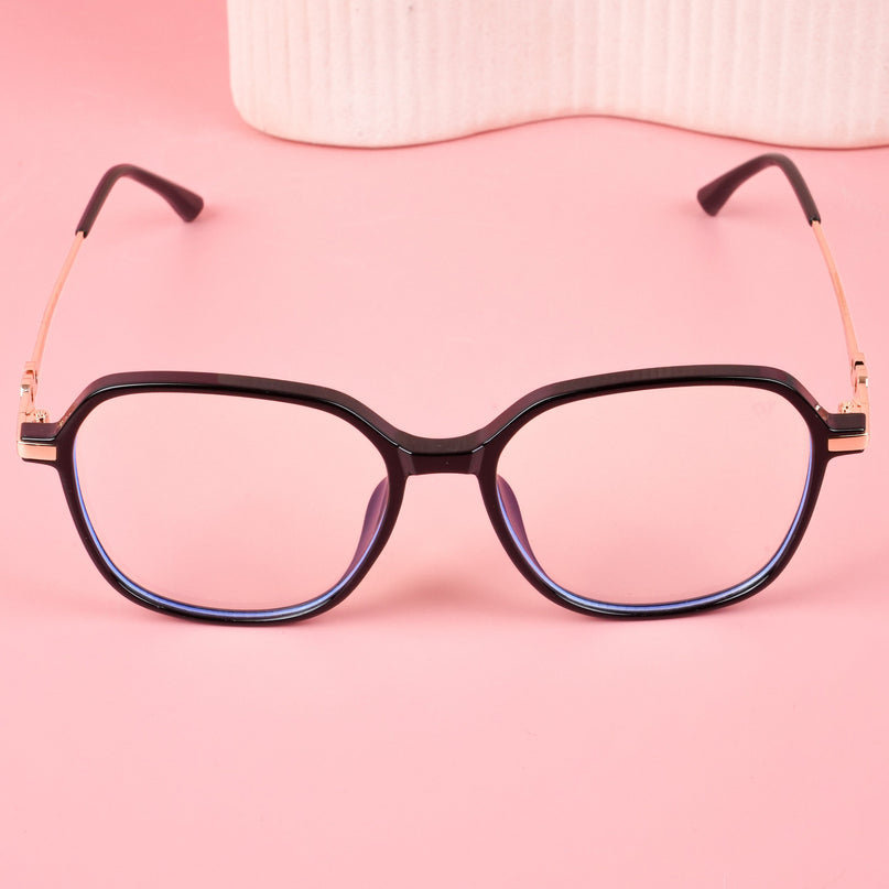 Voyage Glam Shine Black Square Eyeglasses for Men & Women - MG4834-C1