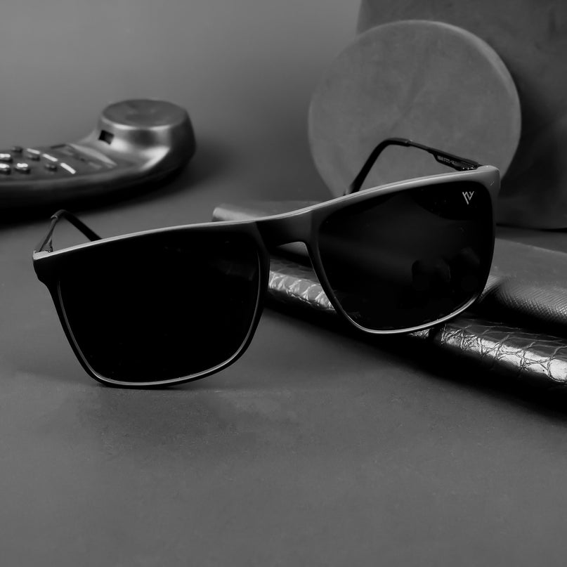 Wayfarer Polarized Sunglasses (Black Lens | Matt Black Frame - PMG5049)