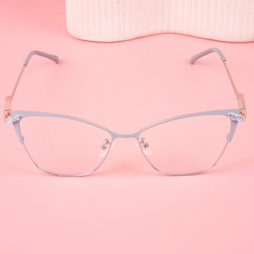 Voyage Glam Sky Blue & Golden Cateye Eyeglasses for Women - MG4401-C5