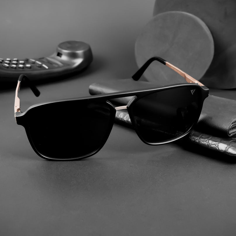 Nexus | Wayfarer Polarized Sunglasses (Black Lens | Matt Black Frame - PMG5054)