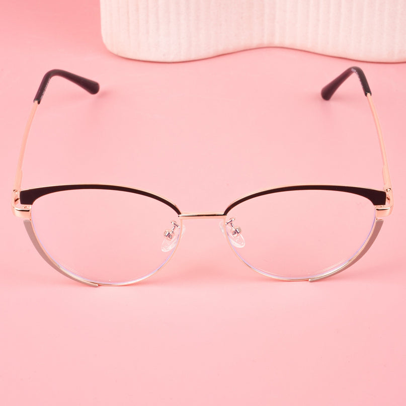Voyage Glam Black & Golden Cateye Eyeglasses for Women - MG4428-C1