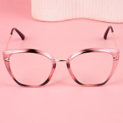 Voyage Glam Pink Black & Golden Cateye Eyeglasses for Women - MG5226-C4