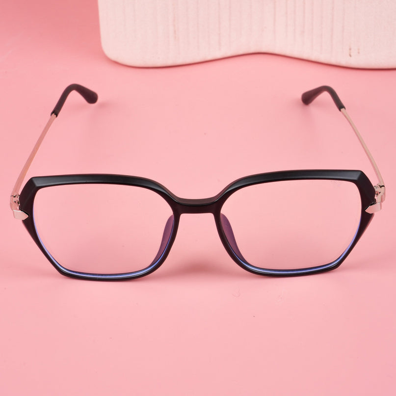 Voyage Glam Matt Black Square Eyeglasses for Men & Women - MG4862-C2