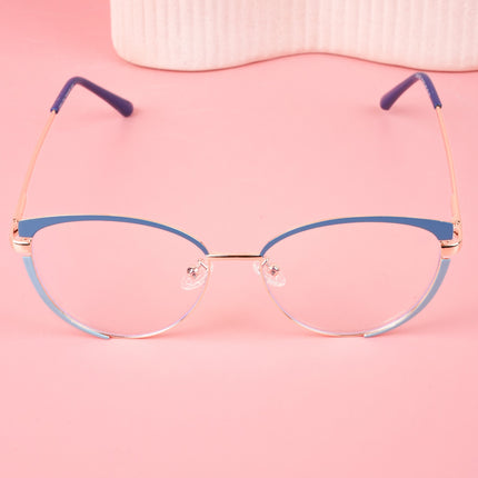Voyage Glam Purple, Blue & Golden Cateye Eyeglasses for Women - MG4431-C4
