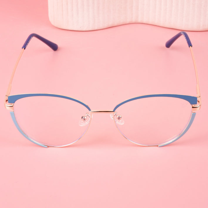 Voyage Glam Purple, Blue & Golden Cateye Eyeglasses for Women - MG4431-C4