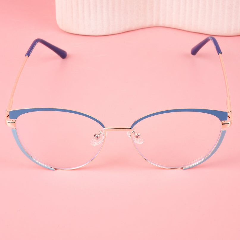 Voyage Glam Purple, Blue & Golden Cateye Eyeglasses for Women - MG4431-C4