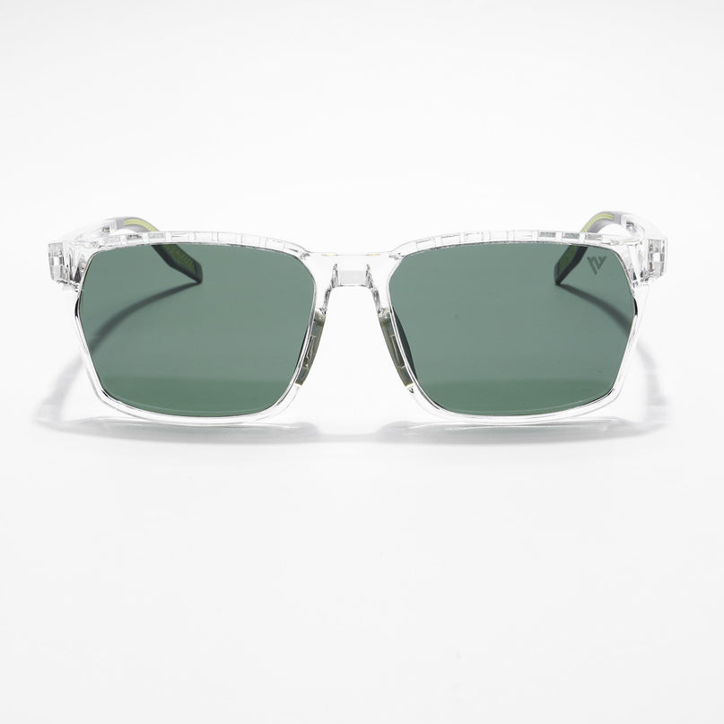Wayfarer Polarized Sunglasses (Green Lens | Transparent & Green Frame - PMG5289)