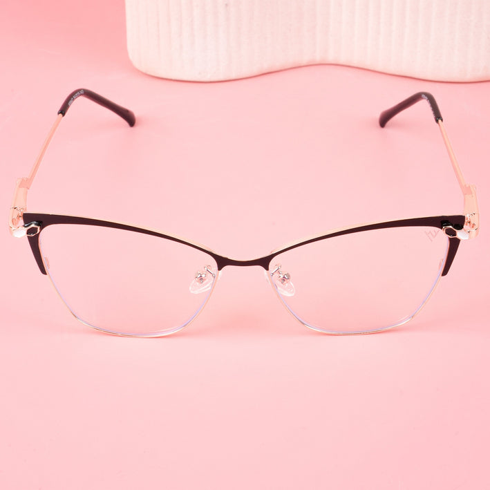 Voyage Glam Black & Golden Cateye Eyeglasses for Women - MG4400-C1