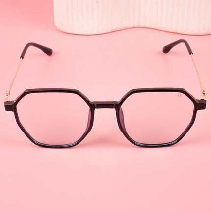 Voyage Glam Shine Black Geometric Eyeglasses for Men & Women - MG4689-C1