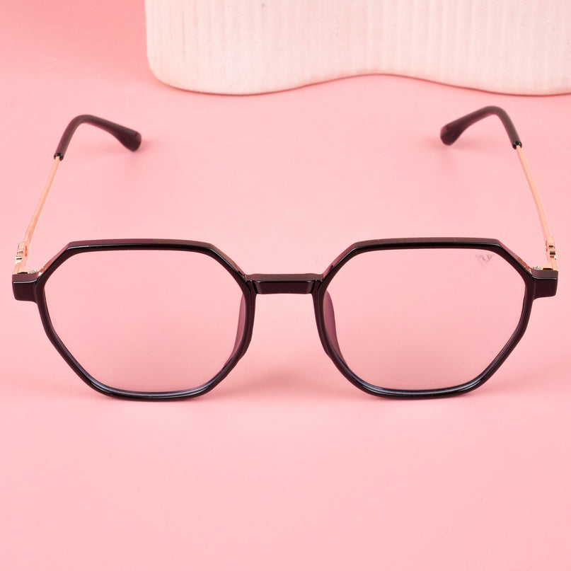Voyage Glam Shine Black Geometric Eyeglasses for Men & Women - MG4689-C1