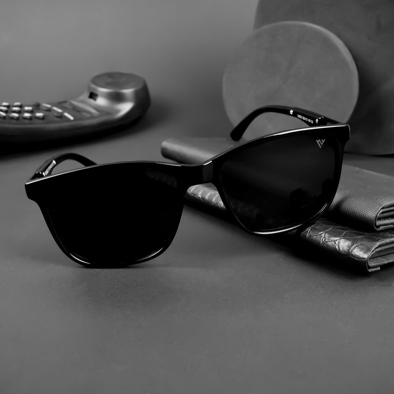 Wayfarer Polarized Sunglasses (Black Lens | Shine Black Frame - PMG5056)